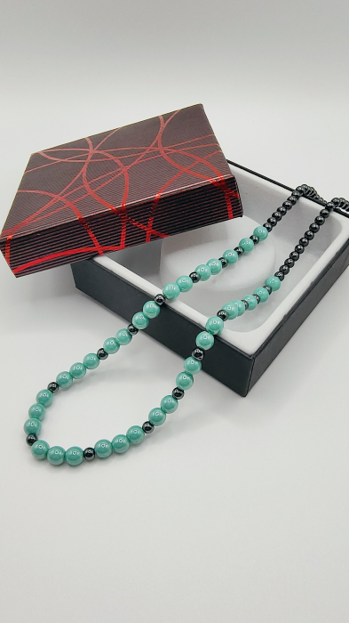 Colier cu pietre Hematit și mărgele turcoaz [1]