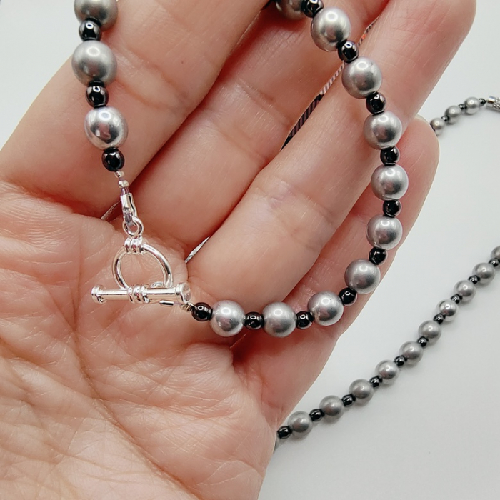 Set colier si bratara, perle si hematite [5]