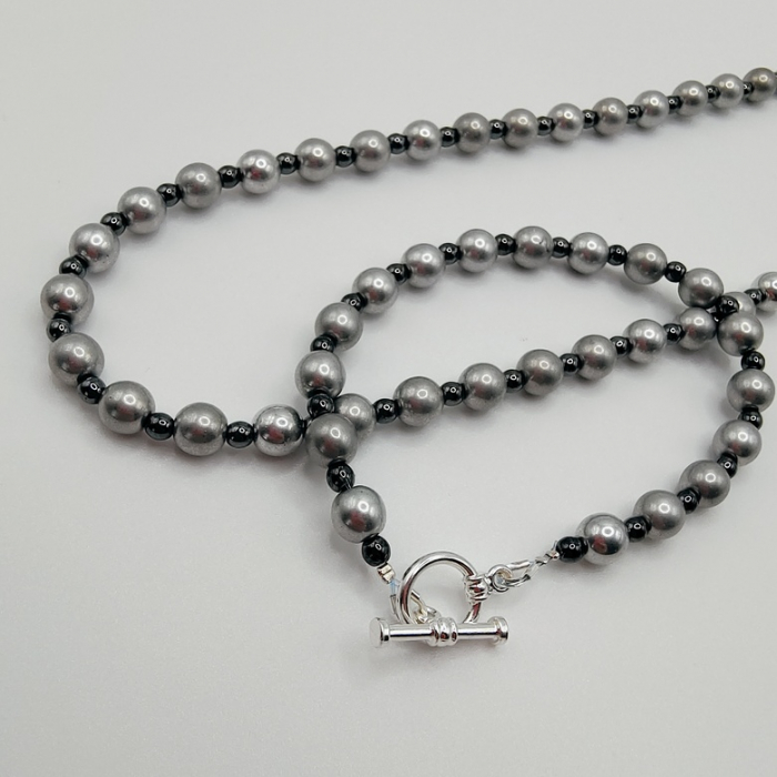 Set colier si bratara, perle si hematite [6]