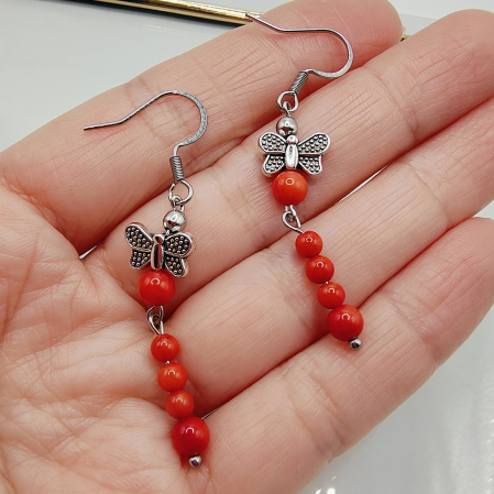 Cercei cu pietre semipretioase Coral rosu [1]