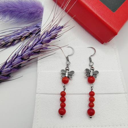 Cercei cu pietre semipretioase Coral rosu [0]