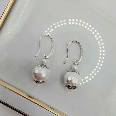 Cercei din argint cu perle Preciosa fatetate [0]