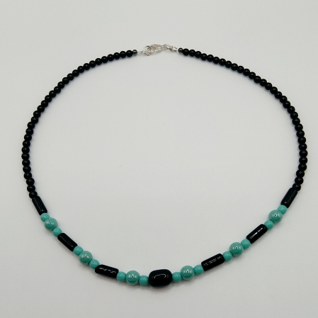 Choker/Colier negru/turcoaz [2]