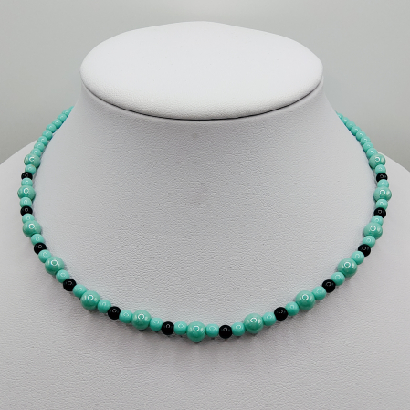 Choker/Colier turcoaz/negru