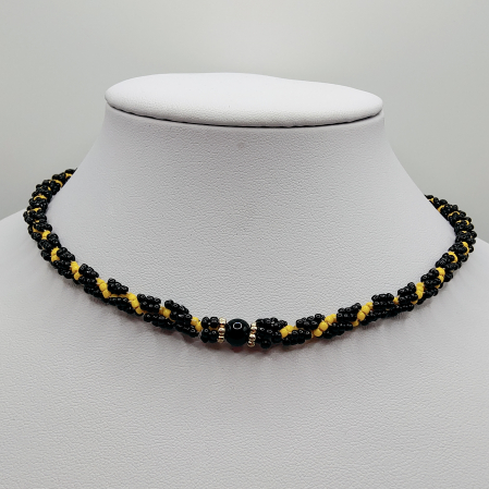 Colier/Choker negru cu piatra semipretioasa Onix