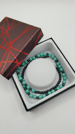 Colier cu pietre Hematit și mărgele turcoaz [2]