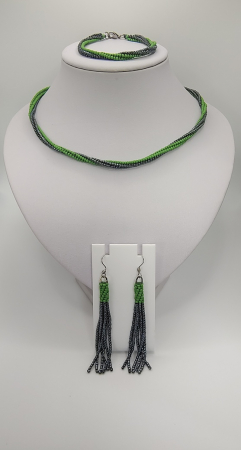 Seturi colier si bratara/cercei - Set colier/bratara/cercei verde/negru