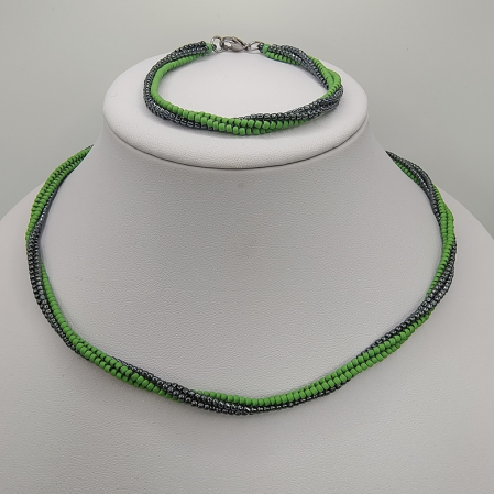 Set colier/bratara/cercei verde/negru [1]