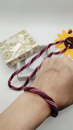 Set colier si bratara, margele japoneze roz [4]