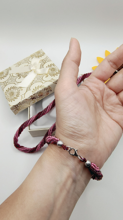 Set colier si bratara, margele japoneze roz [5]