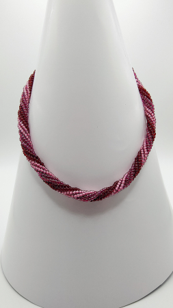 Set colier si bratara, margele japoneze roz [6]