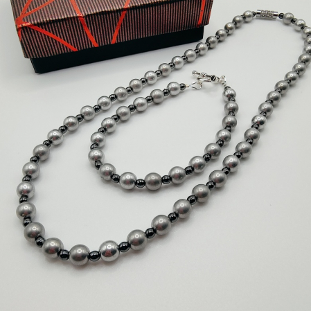 Set colier si bratara, perle si hematite