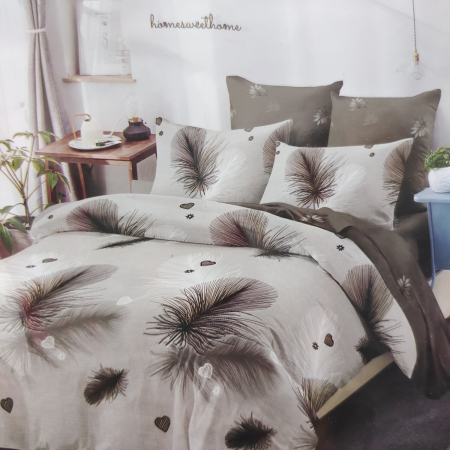 HOME Style - Set lenjerie pat dublu, fulgi maro