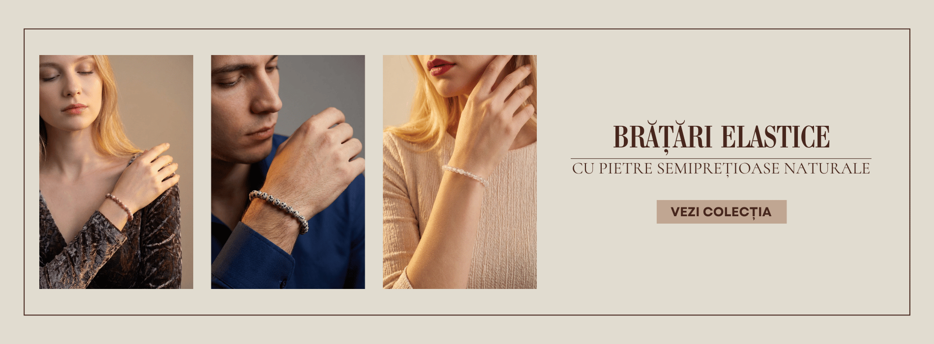 BRĂȚĂRI ELASTICE CU PIETRE SEMIPREȚIOASE NATURALE