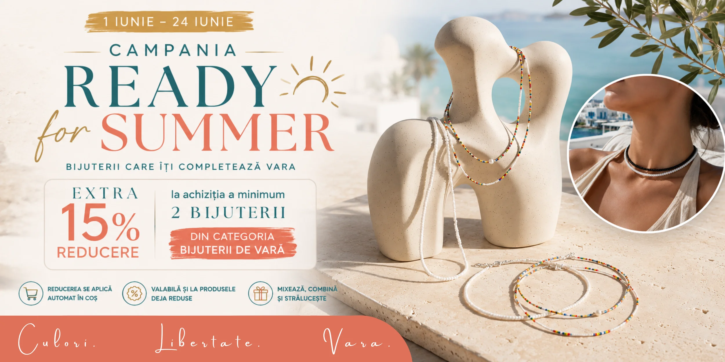 READY FOR SUMMER 2026 – Extra 15% Reducere la Bijuteriile de Vară