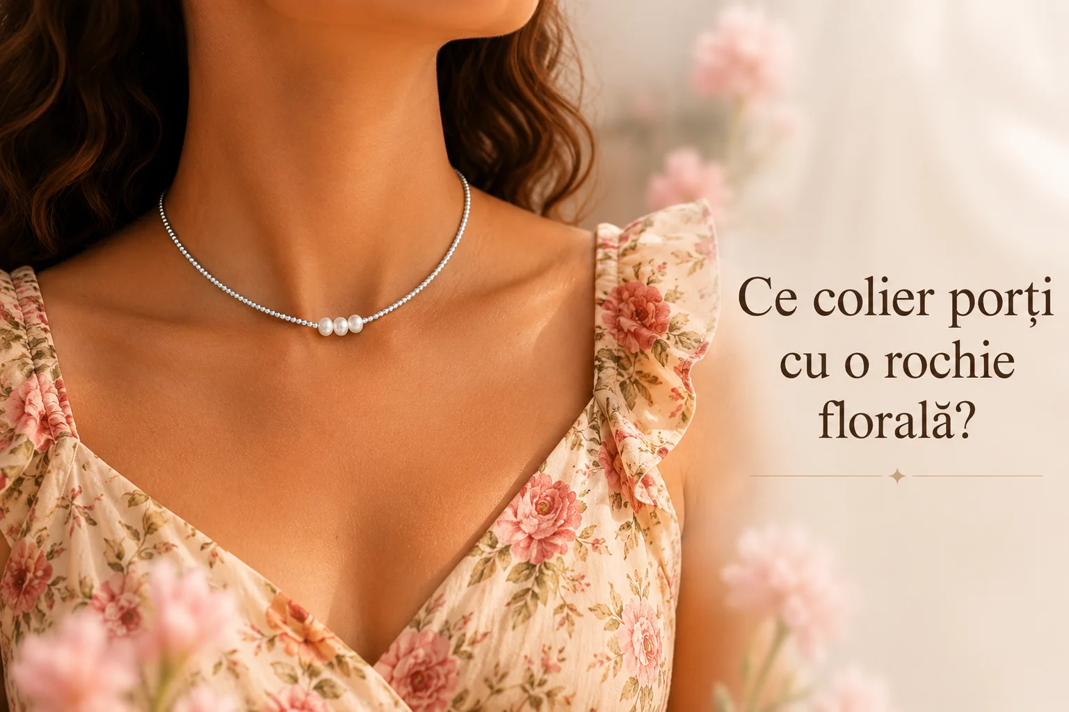 Ce colier porți cu o rochie florală? Ghid de asortare în funcție de culori, decolteu și ocazie
