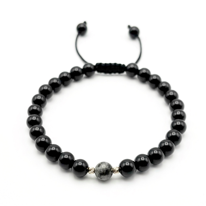 Bratara cu bile din AUR 14K si pietre naturale Onix si Labradorit [1]