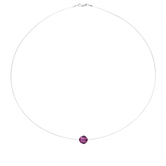 Colier fir transparent cu Cristal Preciosa Mov [1]