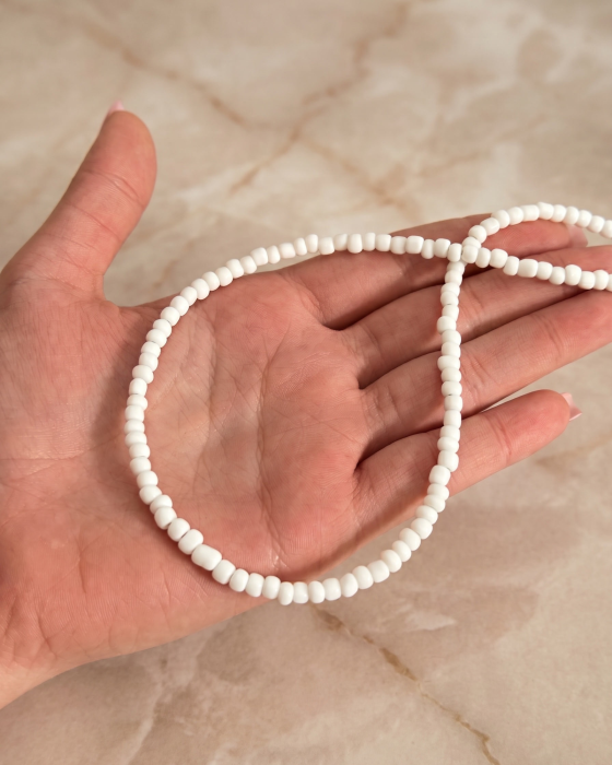 Colier cu margele albe si inchidere din Argint 925, reglabil 38-41 cm [2]