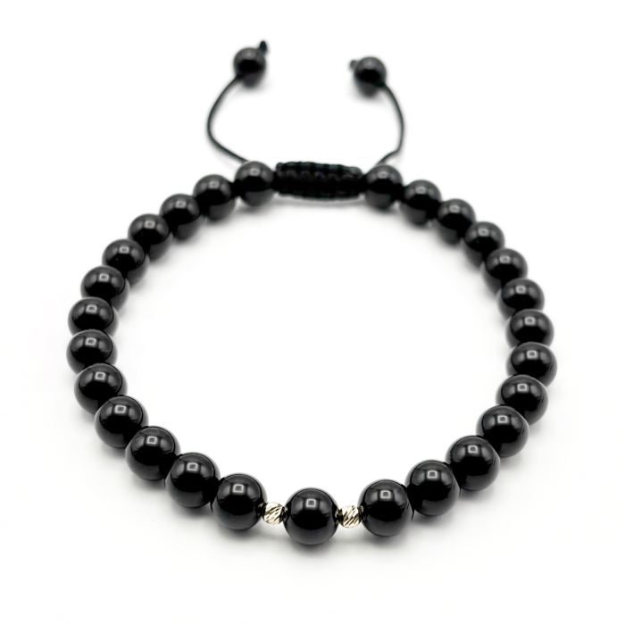 Bratara cu bile din AUR 14K si pietre naturale Onix [1]