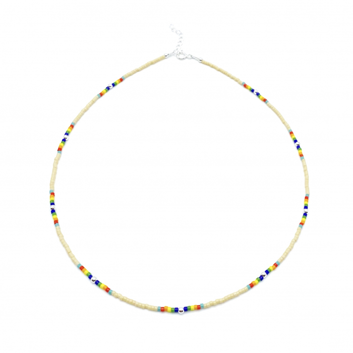 Colier cu bile din Argint 925 si margele Miyuki bej/multicolor [1]