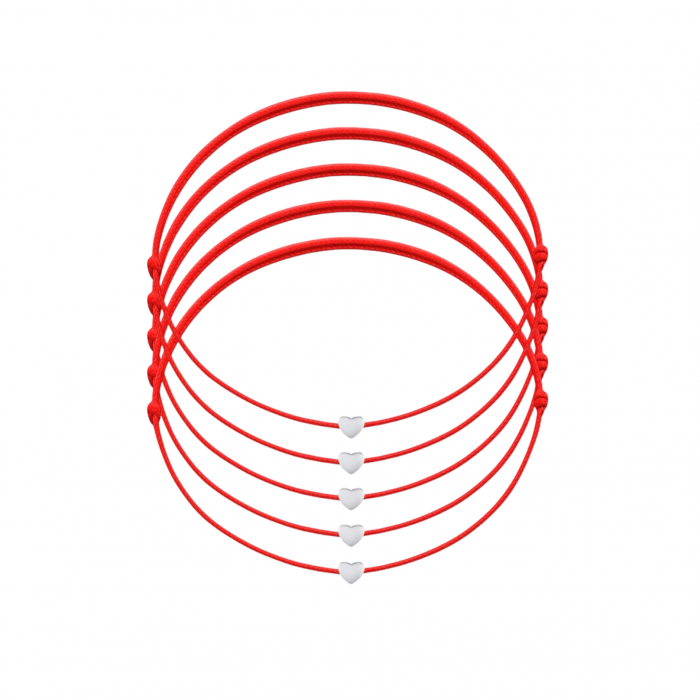 Set 5 Bratari Martisor cu Mini Inimioara din Argint 925 [1]