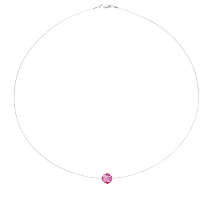Colier fir transparent cu Cristal Preciosa Roz [1]