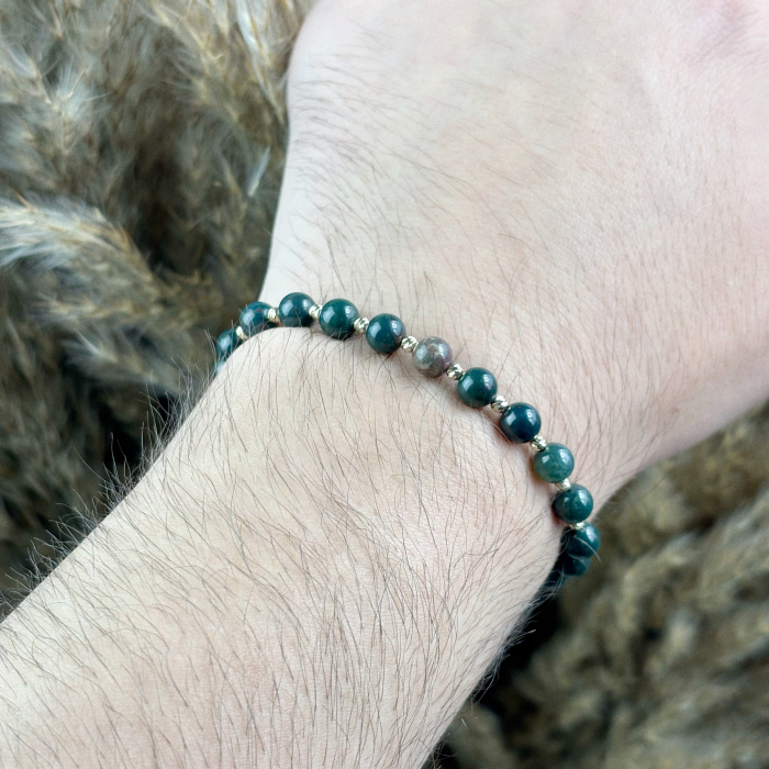 Bratara cu 10 bile din AUR 14K si Agat Indian de 6mm [3]