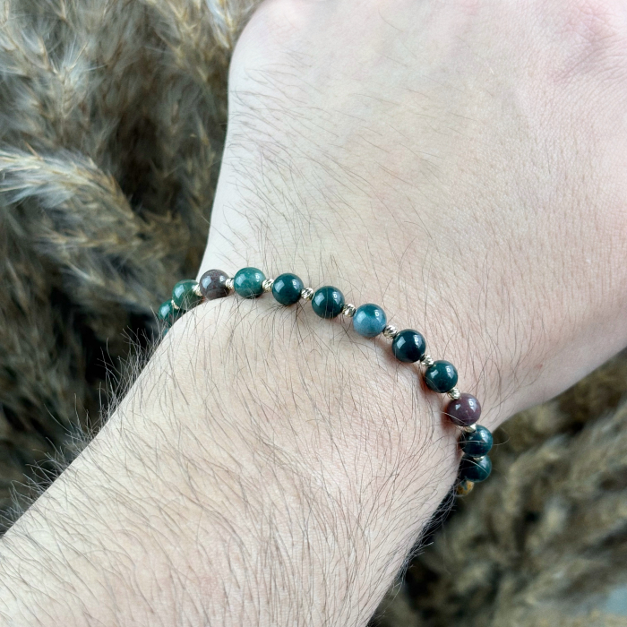 Bratara cu 20 bile din AUR 14K si Agat Indian de 6mm [3]