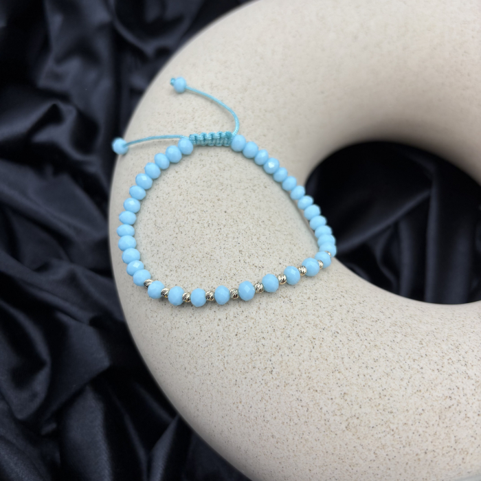 Bratara cu 10 bile din AUR 14K si cristale Baby Blue [2]