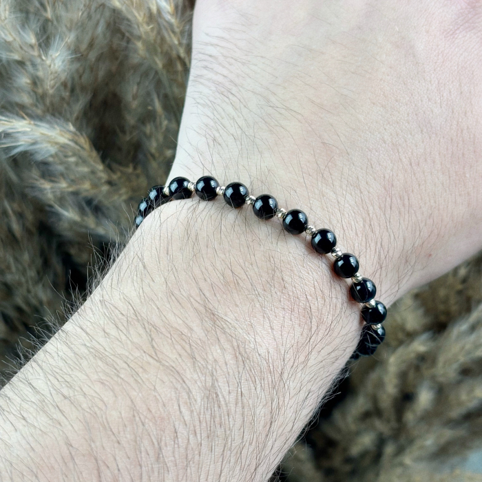 Bratara cu 10 bile din AUR 14K si Onix de 6mm [3]