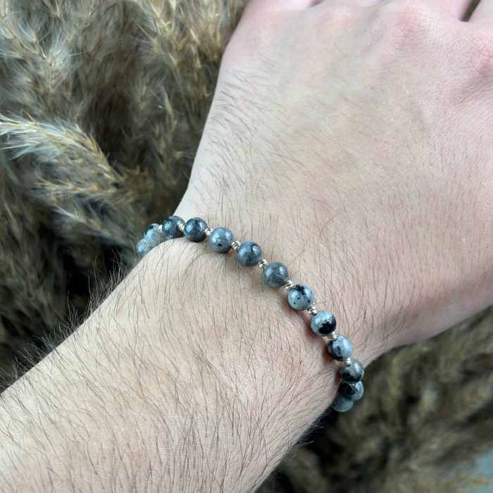 Bratara cu 19 bile din AUR 14K si Labradorit de 6mm [3]