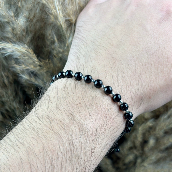 Bratara cu 20 bile din Argint 925 si Onix de 6mm [3]