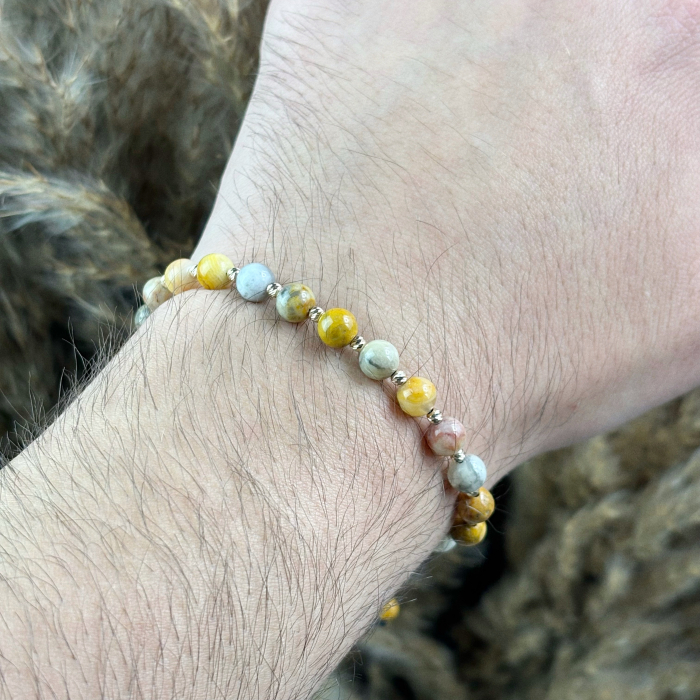 Bratara cu 20 bile din AUR 14K si Agat de 6mm [3]