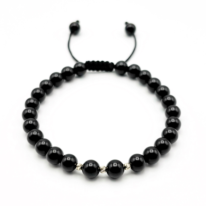 Bratara cu 3 bile din AUR 14K si pietre naturale Onix [1]