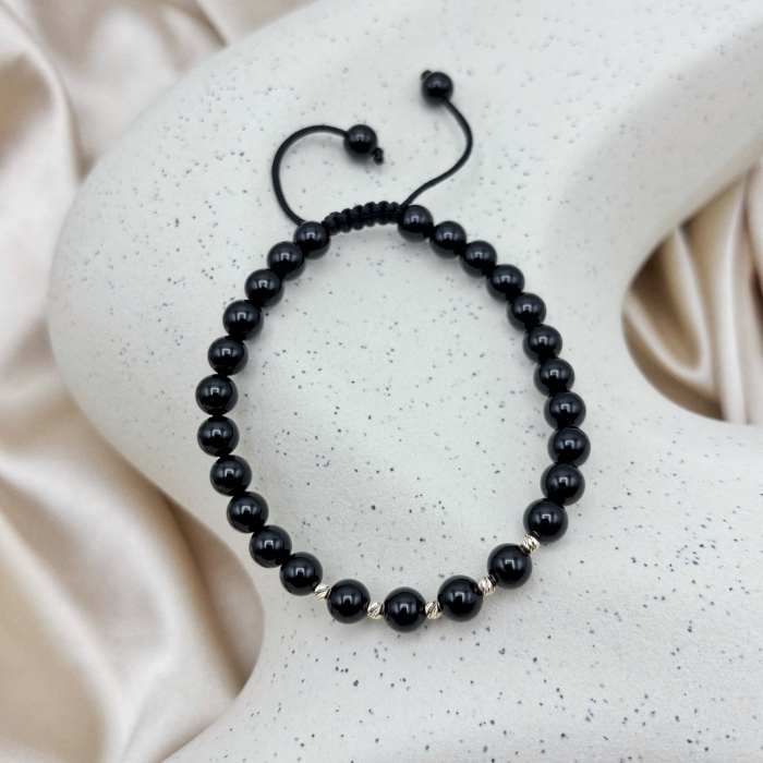 Bratara cu 5 bile din AUR 14K si pietre naturale Onix [3]