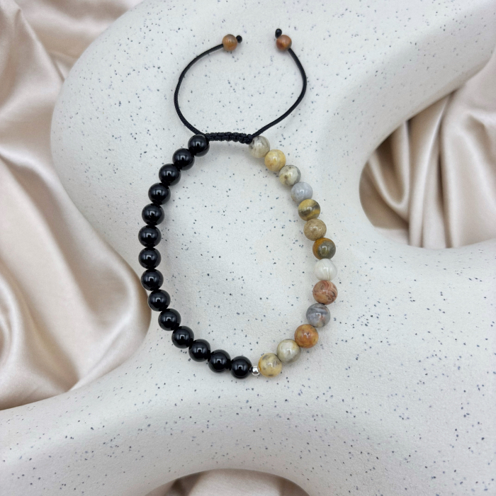 Bratara cu bila din Argint 925 si pietre naturale Onix si Agat [3]