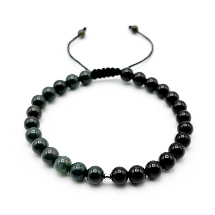 Bratara cu bila din Argint 925 si pietre naturale Onix si Agat Indian [1]