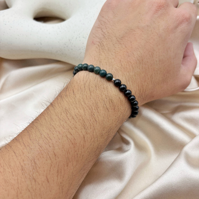 Bratara cu bila din Argint 925 si pietre naturale Onix si Agat Indian [2]