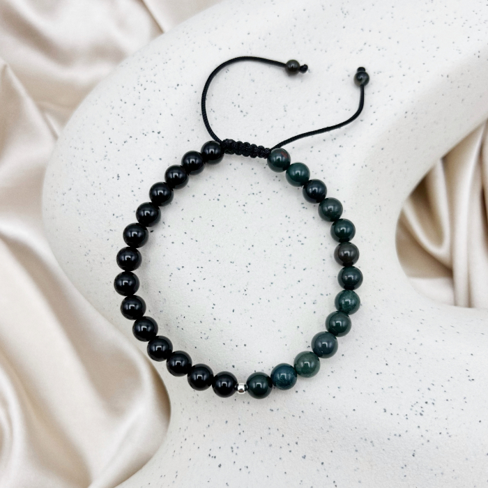 Bratara cu bila din Argint 925 si pietre naturale Onix si Agat Indian [3]