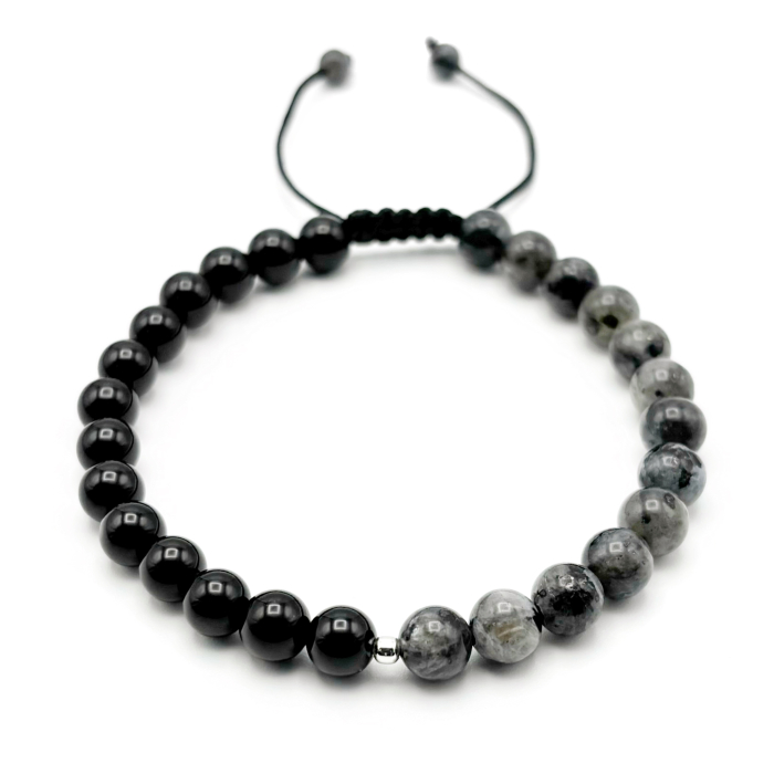 Bratara cu bila din Argint 925 si pietre naturale Onix si Labradorit [1]