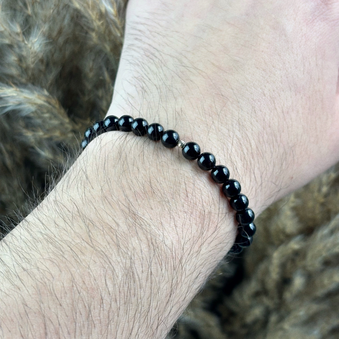 Bratara cu bila din AUR 14K si Onix de 6mm [3]
