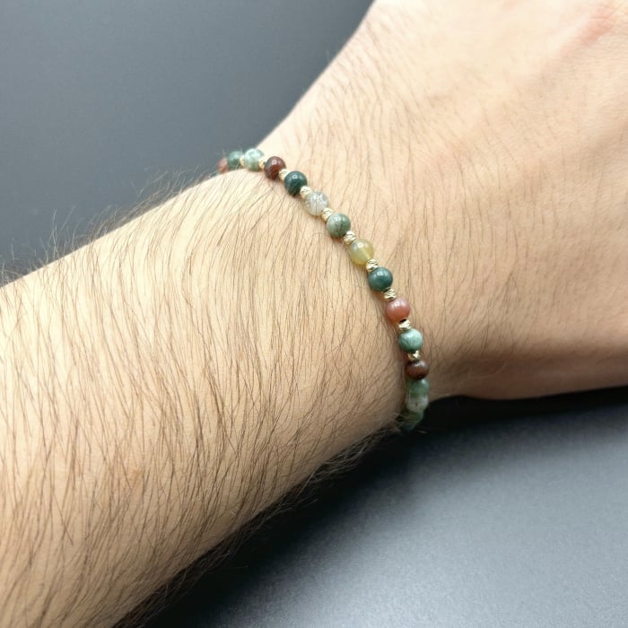 Bratara cu 10 bile din AUR 14K si Agat Indian [5]