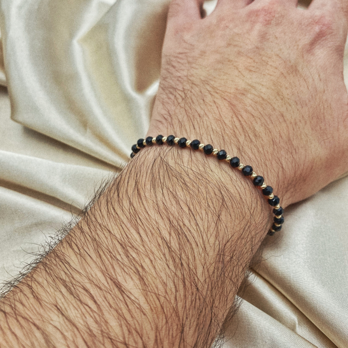 Bratara cu 29 bile din AUR 14K si Cristale negre [3]