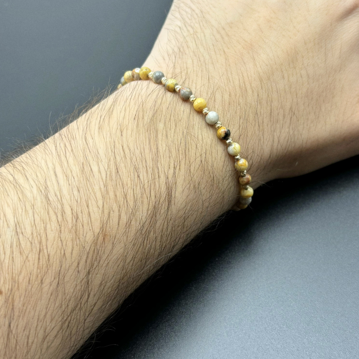 Bratara cu 10 bile din AUR 14K si Agate [4]