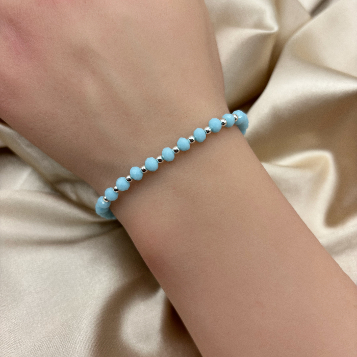Bratara cu bile din Argint 925 si cristale Baby Blue [3]