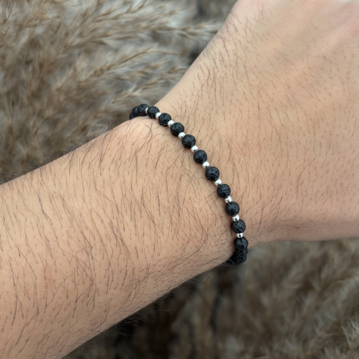 Bratara cu bile din Argint 925 si Lava [3]