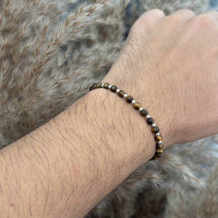 Bratara cu bile din Argint 925 si Ochi de Tigru [3]