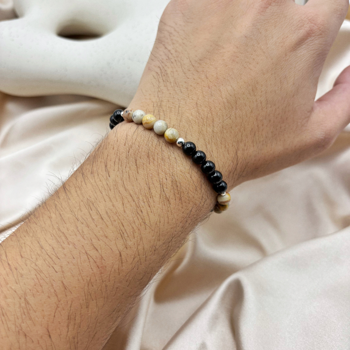 Bratara cu bile din Argint 925 si pietre naturale Onix si Agat [1]