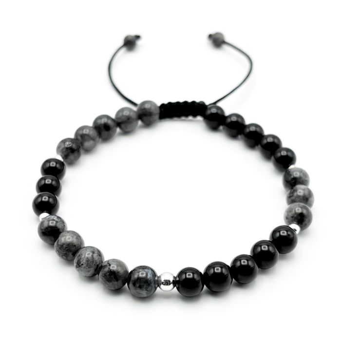Bratara cu bile din Argint 925 si pietre naturale Onix si Labradorit [1]